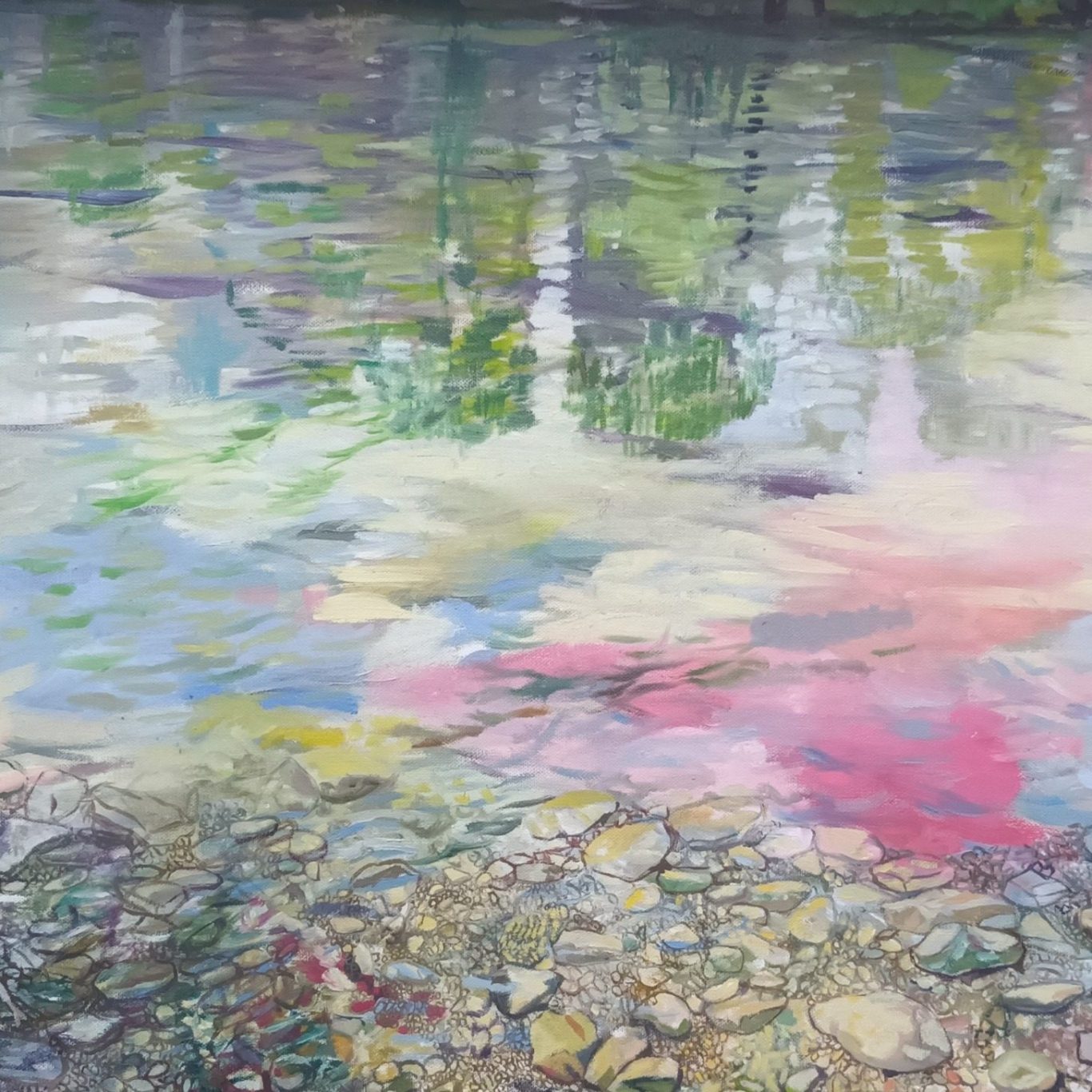 Eau- nageurs 4 et 5- Huile sur toile- Dim: 61 X 50 cm