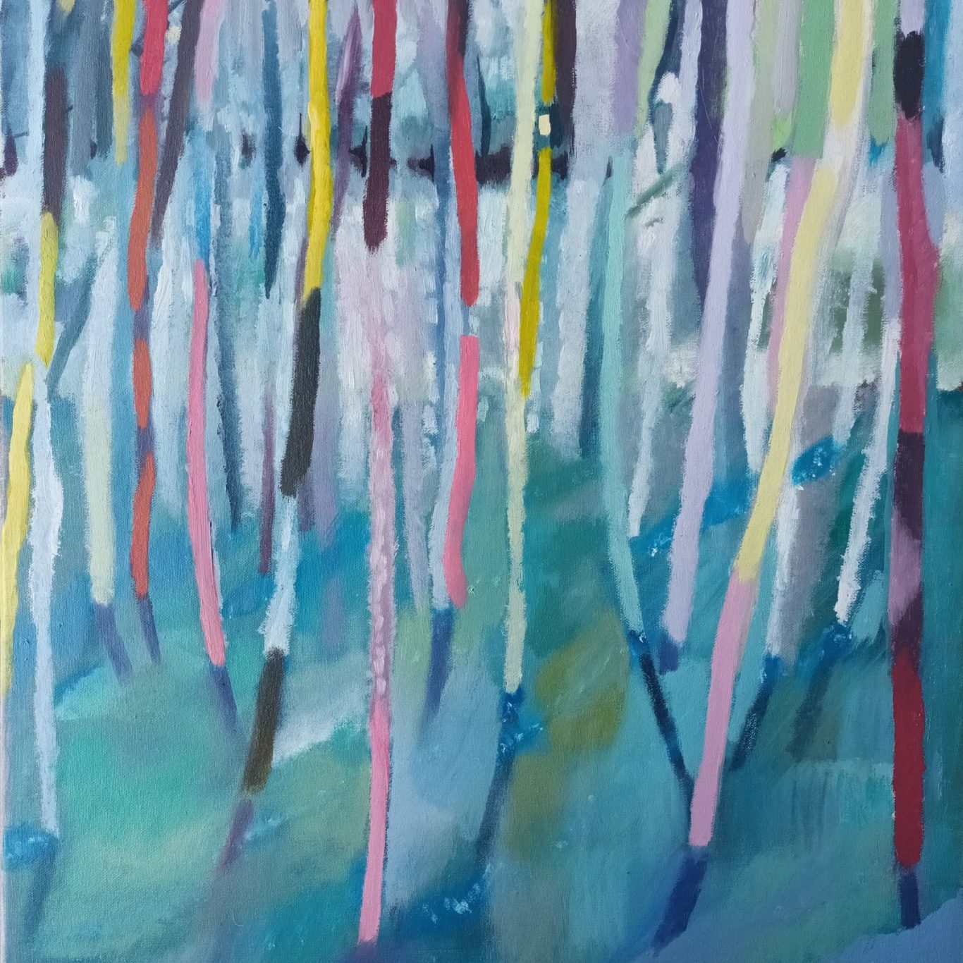 Eau- nageurs 3 et 4- Huile sur toile- Dim: 61 X 50 cm